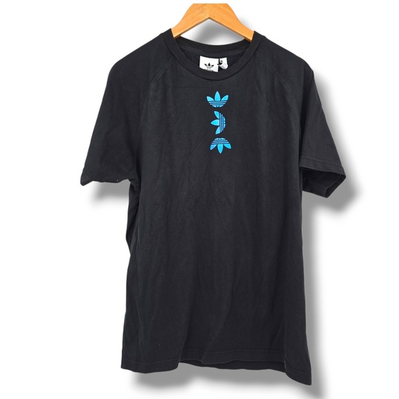Adidas Graphic T-Shirt Trefoil Logo Print Black Tee Mens‎ Size Large - Picture 1 of 10